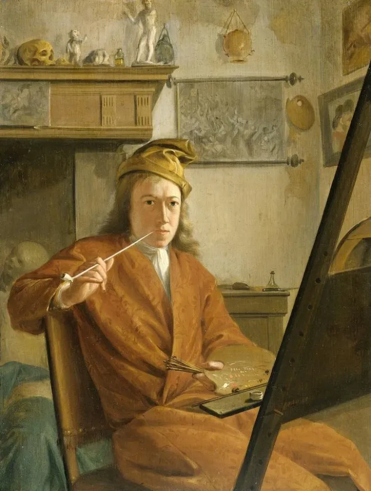 Gemälde Portrait eines Malers, vielleicht des Künstlers selbst - Aert Schouman | Kunstdruck