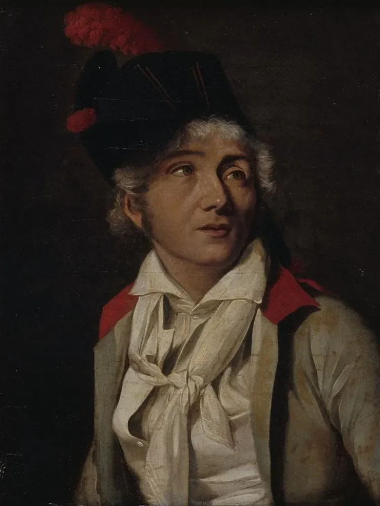 Gemälde Portrait eines Schauspielers weißer Jacke, rotem Kragen - Louis Léopold Boilly | Kunstdruck