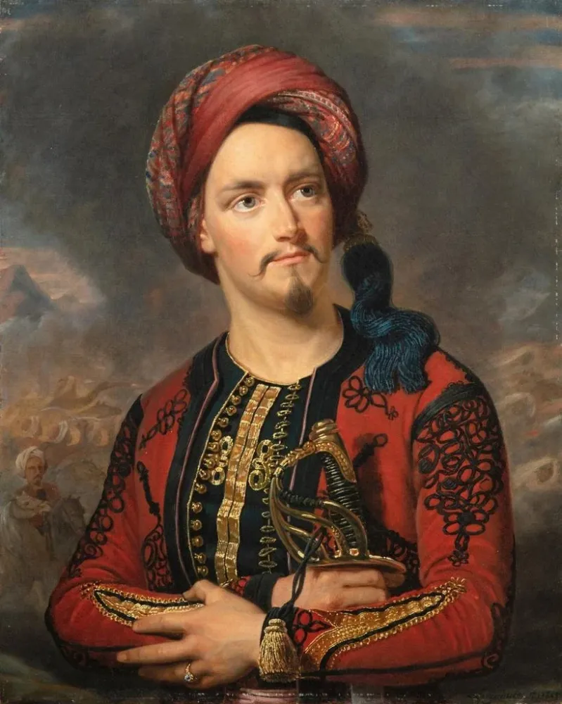 Gemälde Portrait eines Soldaten osmanischer Kleidung - Balthasar Charles Larpenteur | Kunstdruck
