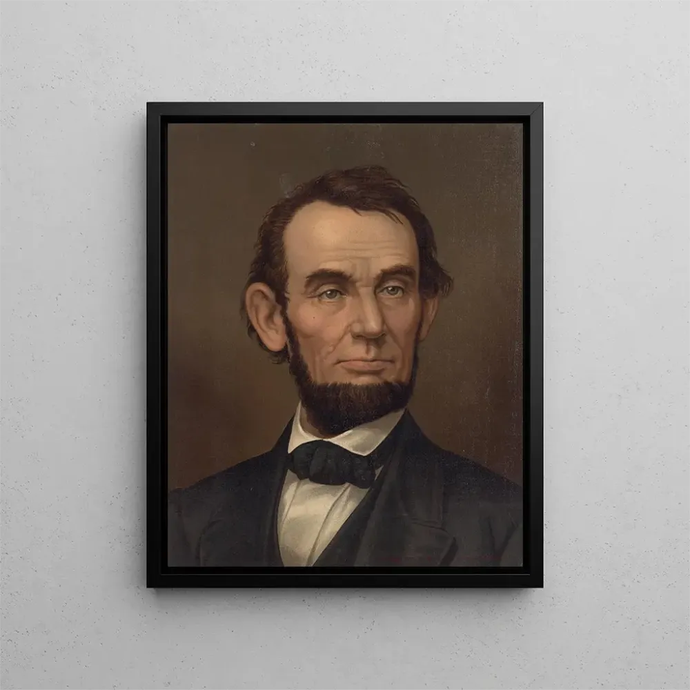 Gemälde Portrait im Halbprofil von Abraham Lincoln mit Bart - Strobridge Co Lith | Kunstdruck