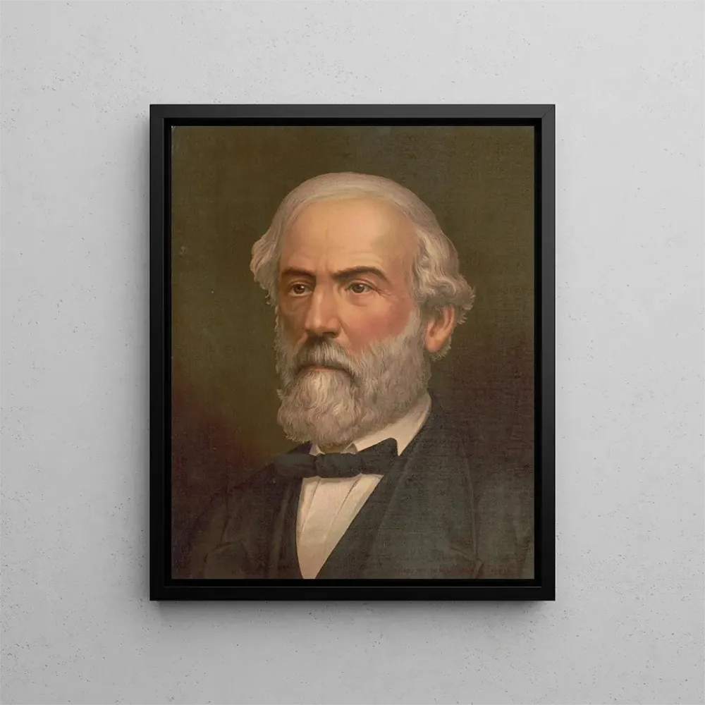 Gemälde Portrait im Profil von Robert Edward Lee von vorne - Strobridge Co Lith | Kunstdruck