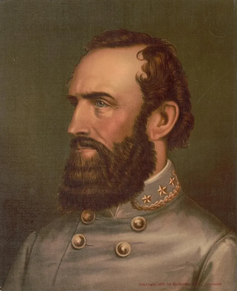 Gemälde Portrait im Profil von Stonewall Jackson Militäruniform - Strobridge Co Lith | Kunstdruck
