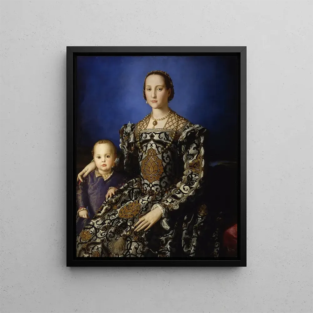 Gemälde Portrait von Aliénor von Toledo mit ihrem Sohn Giovanni de' Medici - Agnolo Bronzino | Kunstdruck