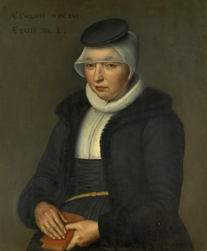 Gemälde Portrait von Dorothea Wasserhuhn, Ehefrau von Peter Ryff - Bartholomäus Sarburgh | Kunstdruck