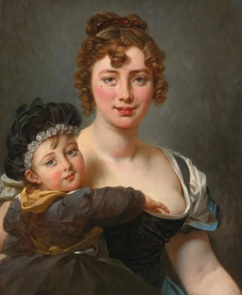 Gemälde Portrait von Françoise Simonnier und ihrer Tochter - Antoine-Jean Gros | Kunstdruck