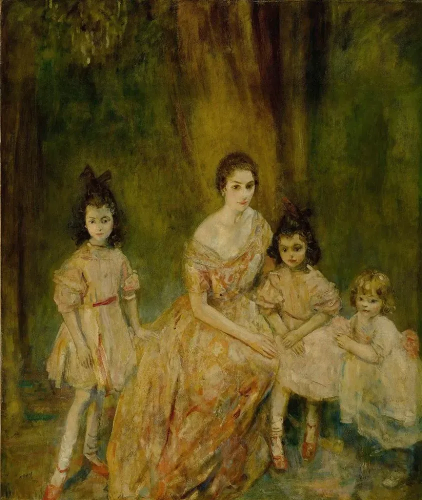 Gemälde Portrait von Madame Gandrillas und ihren Kindern Marie-Rose Carmen und Juana - Ambrose McEvoy | Kunstdruck