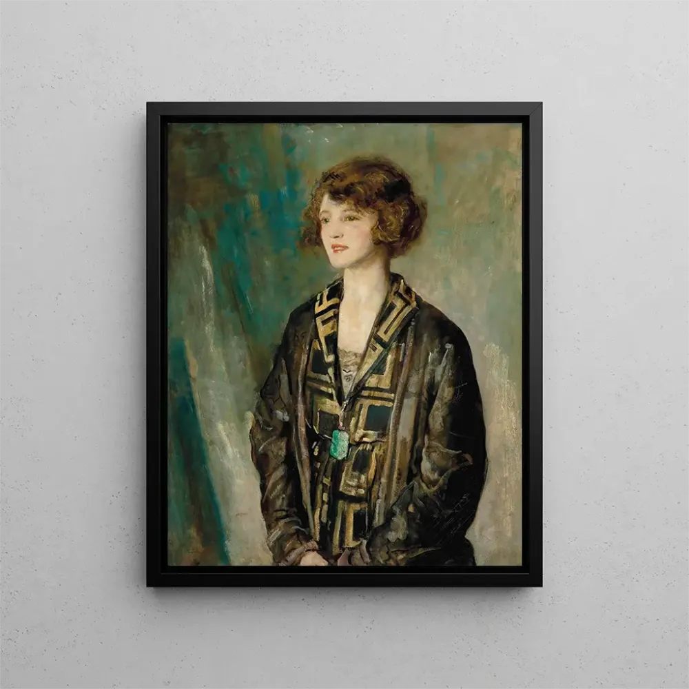Gemälde Portrait von Mme Charles Romer-Williams mit einem Jade-Anhänger - Ambrose McEvoy | Kunstdruck