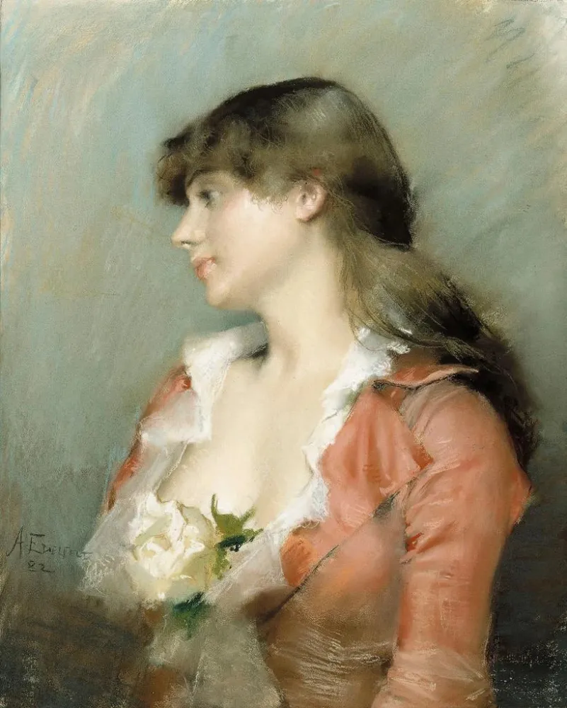 Gemälde Profil einer jungen Frau - Albert Edelfelt | Kunstdruck