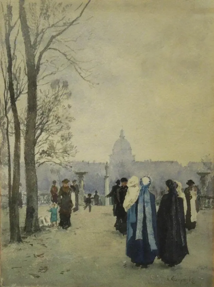 Gemälde Promenade im Park - Aleksander Gierymski | Kunstdruck