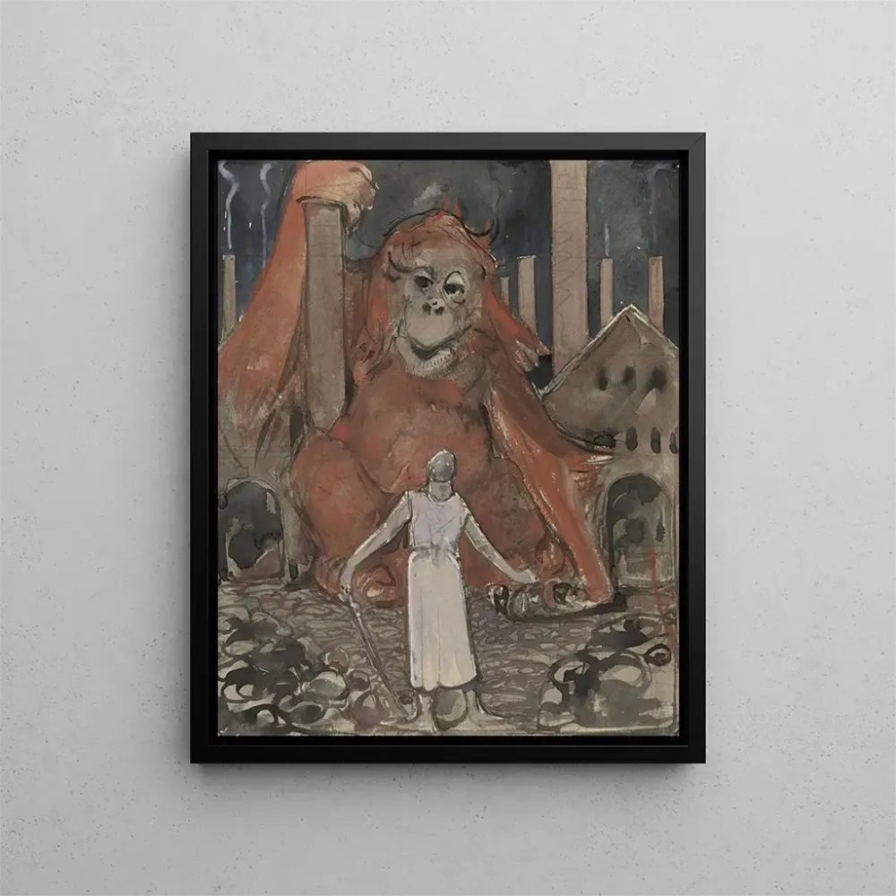 Gemälde Ritter und riesiger Affe - Bernard Willem Wierink | Kunstdruck