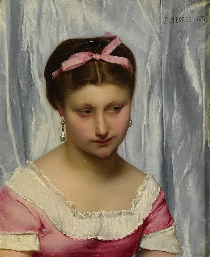 Gemälde Le ruban rose - Adolphe Alexandre Lesrel | Kunstdruck