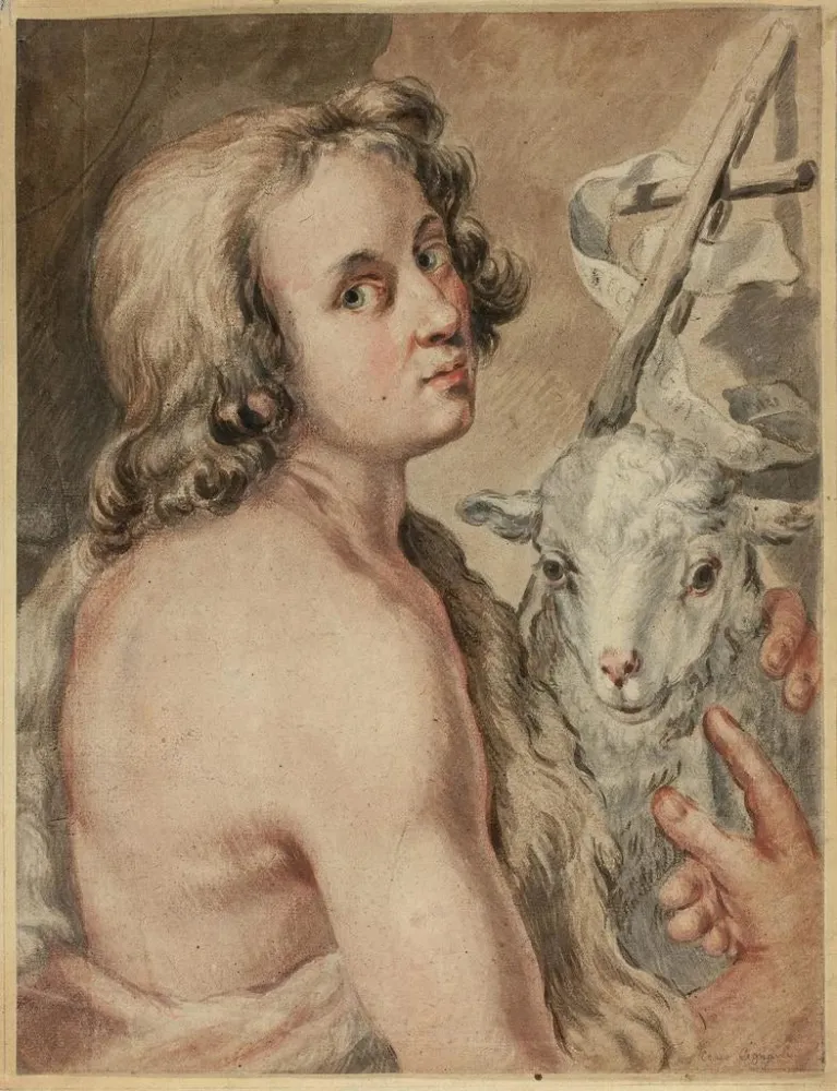 Gemälde Saint Jean-Baptiste avec l'agneau - Après Carlo Cignani