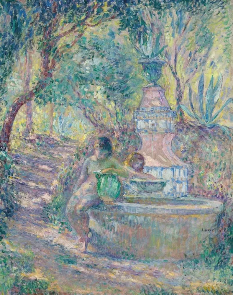 Gemälde Saint - Tropez, zwei junge Mädchen der Fontaine - Henri Lebasque | Kunstdruck