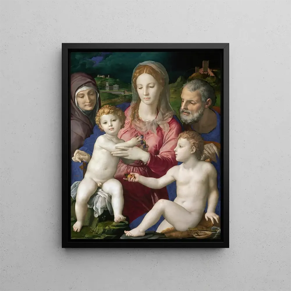 Gemälde Sainte Famille avec sainte Anne et l'enfant saint Jean - Agnolo Bronzino | Kunstdruck