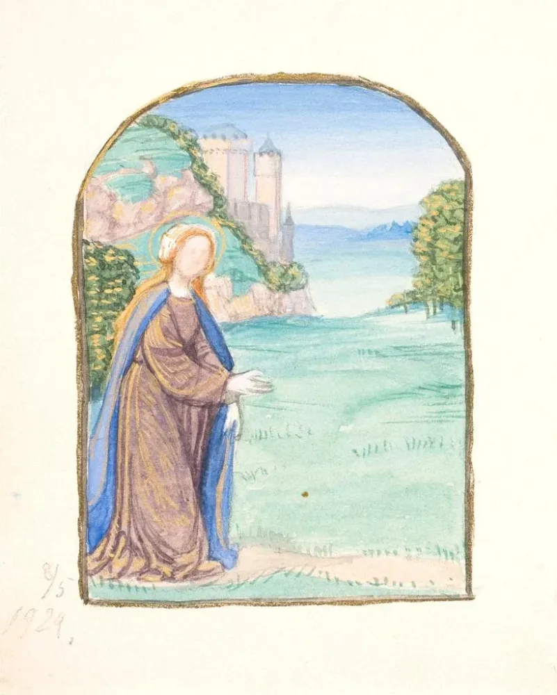 Gemälde Sainte Frau einer Landschaft mit einer Burg im Hintergrund - Agnes Slott-Møller | Kunstdruck