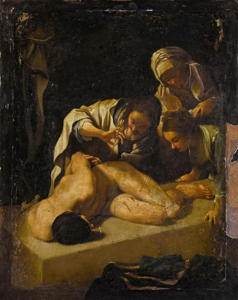 Gemälde Sainte Irène beim Heilen von Saint Sébastien - Bartolomeo Schedoni