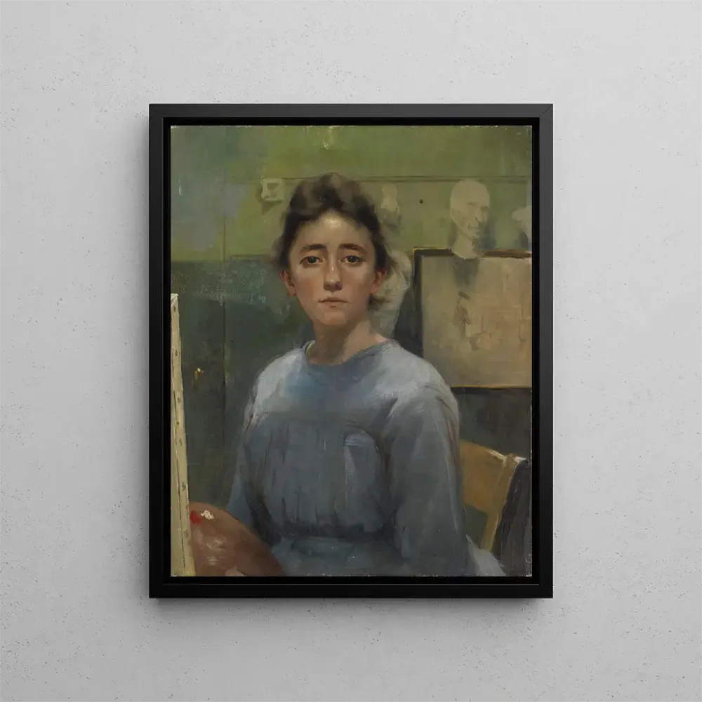 Gemälde Selbstporträt vor dem Staffelei - Augusta Roszmann | Kunstdruck
