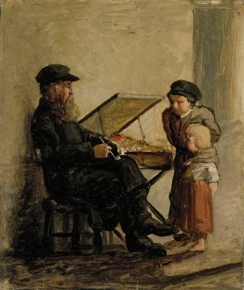 Gemälde Skizze eines russischen Bäckereiverkäufers auf dem Markt im Süden des Hafens von Helsinki - Albert Edelfelt | Kuns...