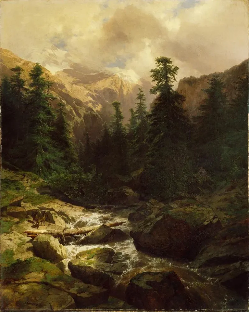 Gemälde Souvenir de Rosenlaui Suisse - Alexandre Calame | Kunstdruck