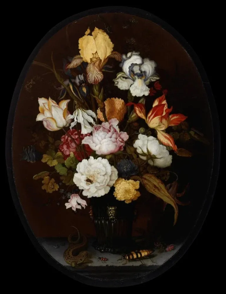 Gemälde Stillleben mit Blumen einer Glasvase - Balthasar van der Ast | Kunstdruck