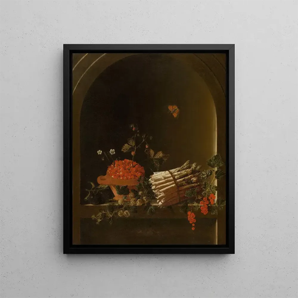 Gemälde Stillleben mit Früchten und Spargeln - Adriaen Coorte | Kunstdruck