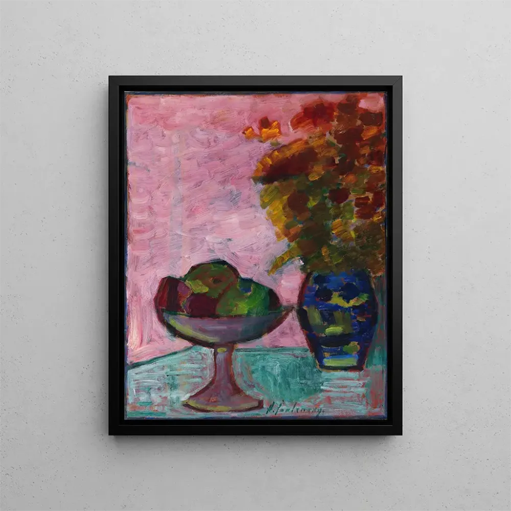 Gemälde Stillleben mit Obstschale und Blumenvasen - Alexej von Jawlensky | Kunstdruck