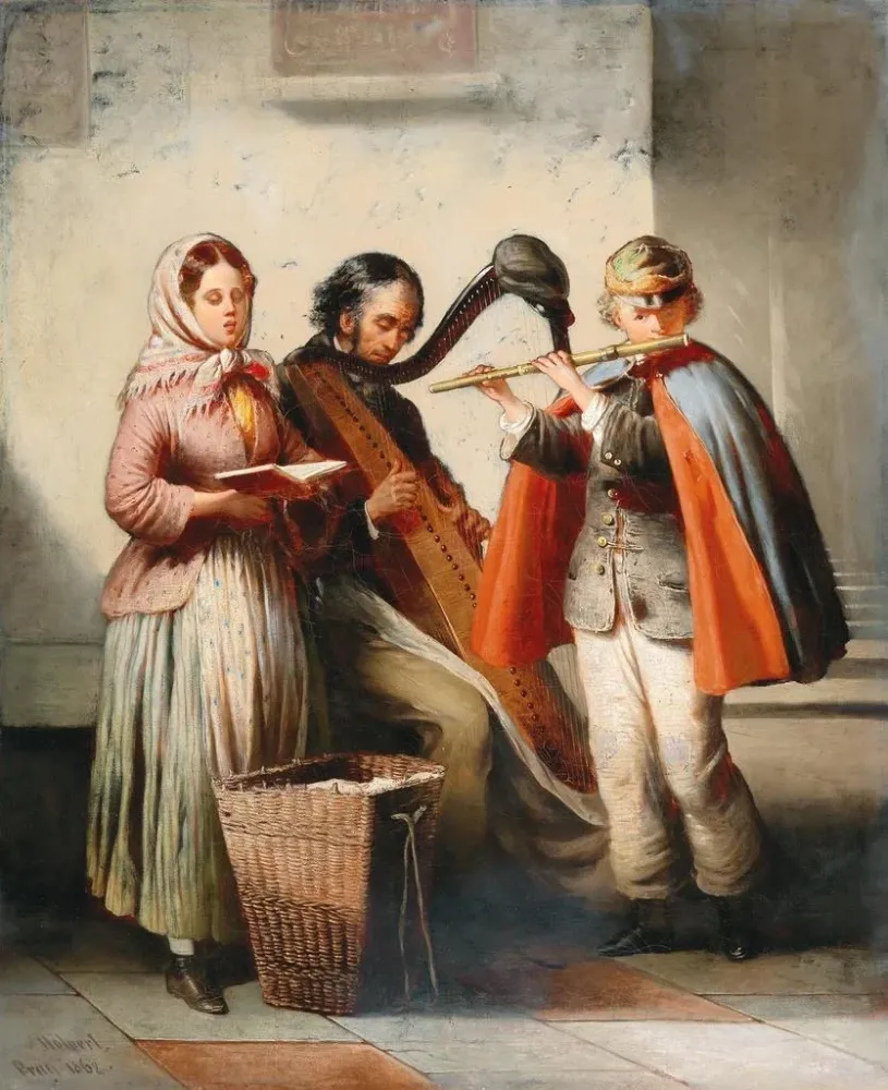 Gemälde Straßenmusiker - Antonin Hölperl | Kunstdruck