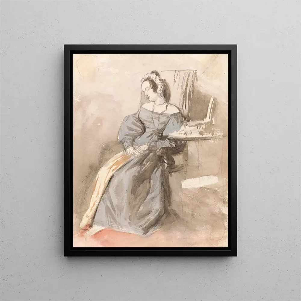 Gemälde Studie einer schlafenden Dame auf einem Stuhl - Alfred Edward Chalon | Kunstdruck