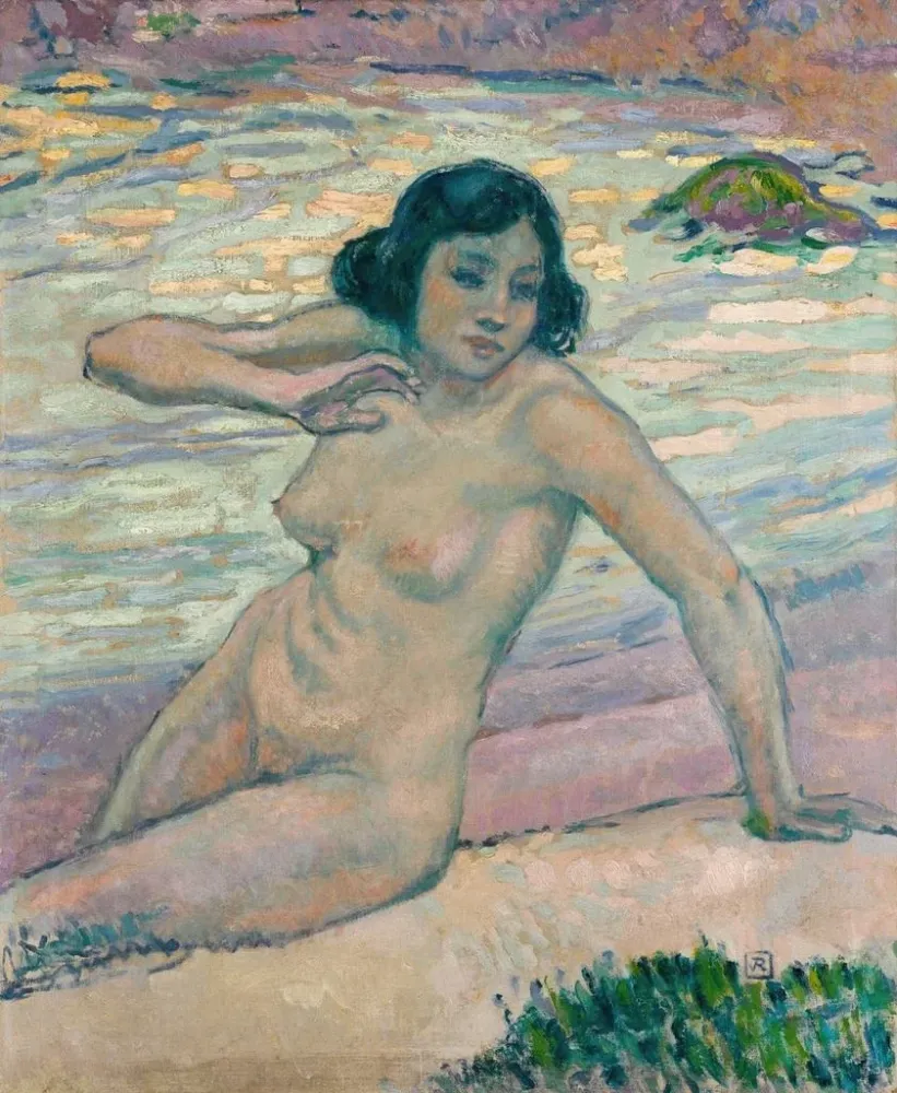 Gemälde Studie für Nach dem Baden, Studie eines Aktes - Théo van Rysselberghe | Kunstdruck