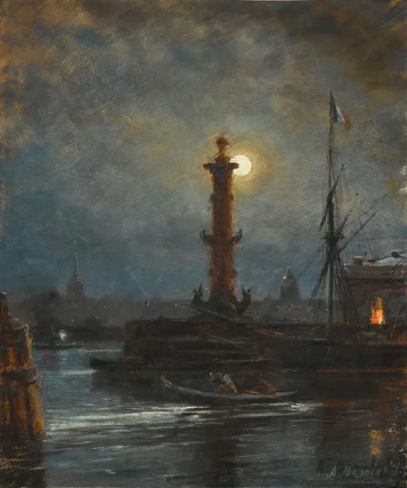 Gemälde Säulenrostrale Sankt Petersburg - Alexey Petrovich Bogolyubov | Kunstdruck