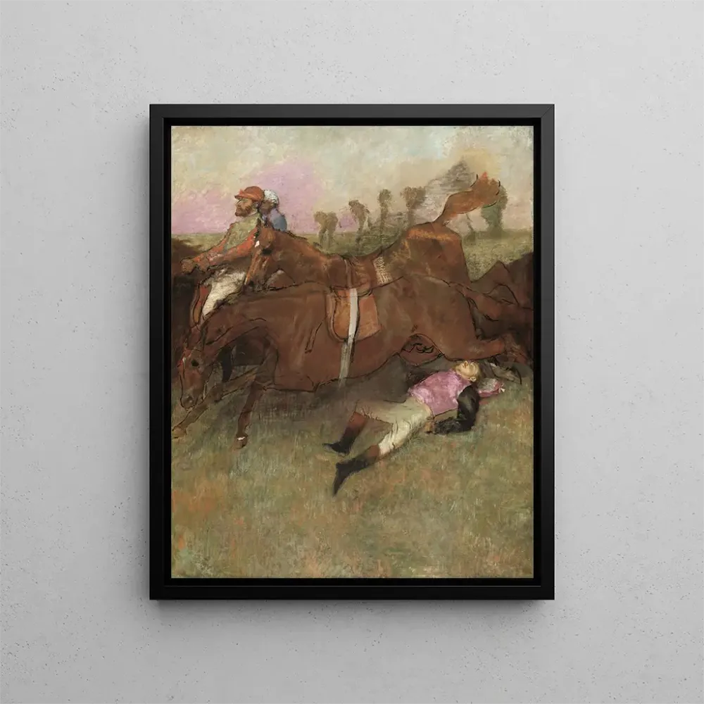 Gemälde Szene der Kirchturmuhr - Verfolgung: Der gestürzte Jockey - Edgar Degas | Kunstdruck
