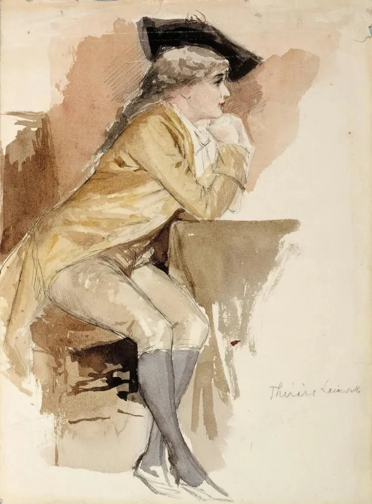 Gemälde Thérèse Lainville gekleidet wie im 18. Jahrhundert - Albert Edelfelt | Kunstdruck