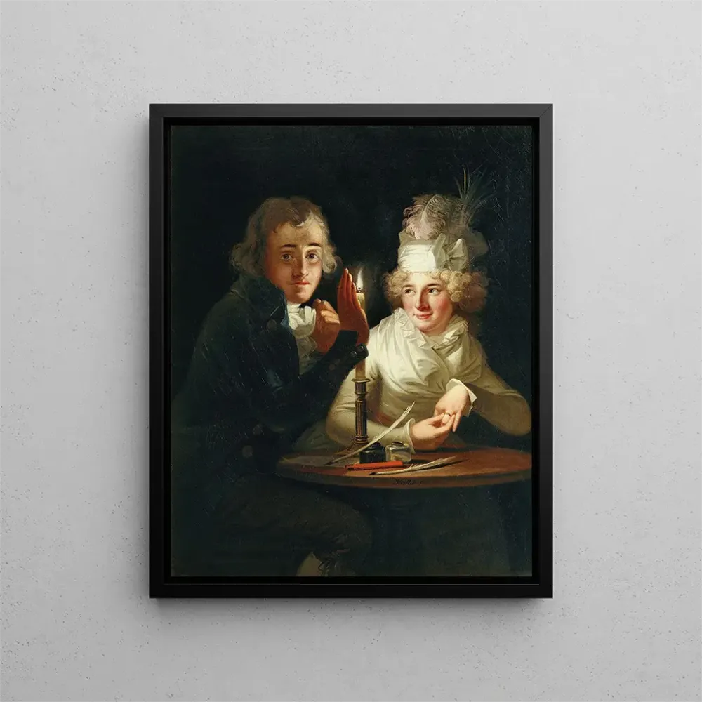 Gemälde Verlobung mit Kerzenlicht - Anton Hickel | Kunstdruck