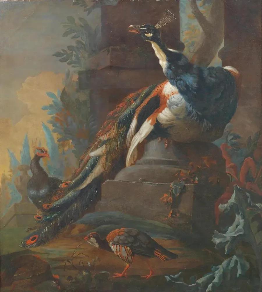 Gemälde Vögel der Nähe einer Ruine - Abraham Bisschop | Kunstdruck