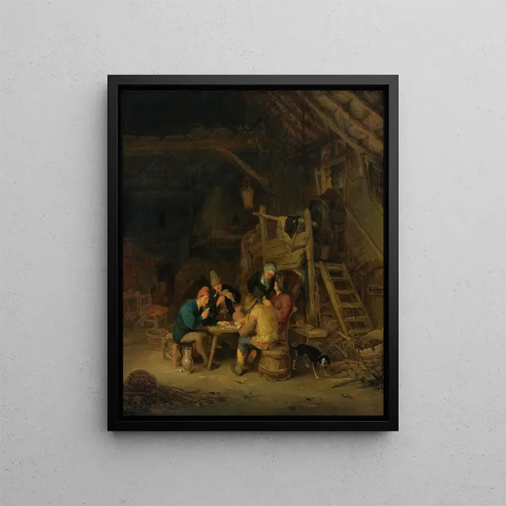 Gemälde Vier Kartenspieler einem rustikalen Interieur - Adriaen van Ostade | Kunstdruck
