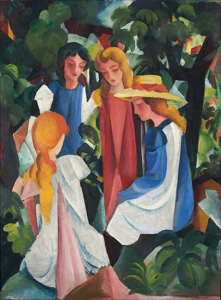 Gemälde Vier Mädchen - August Macke | Kunstdruck