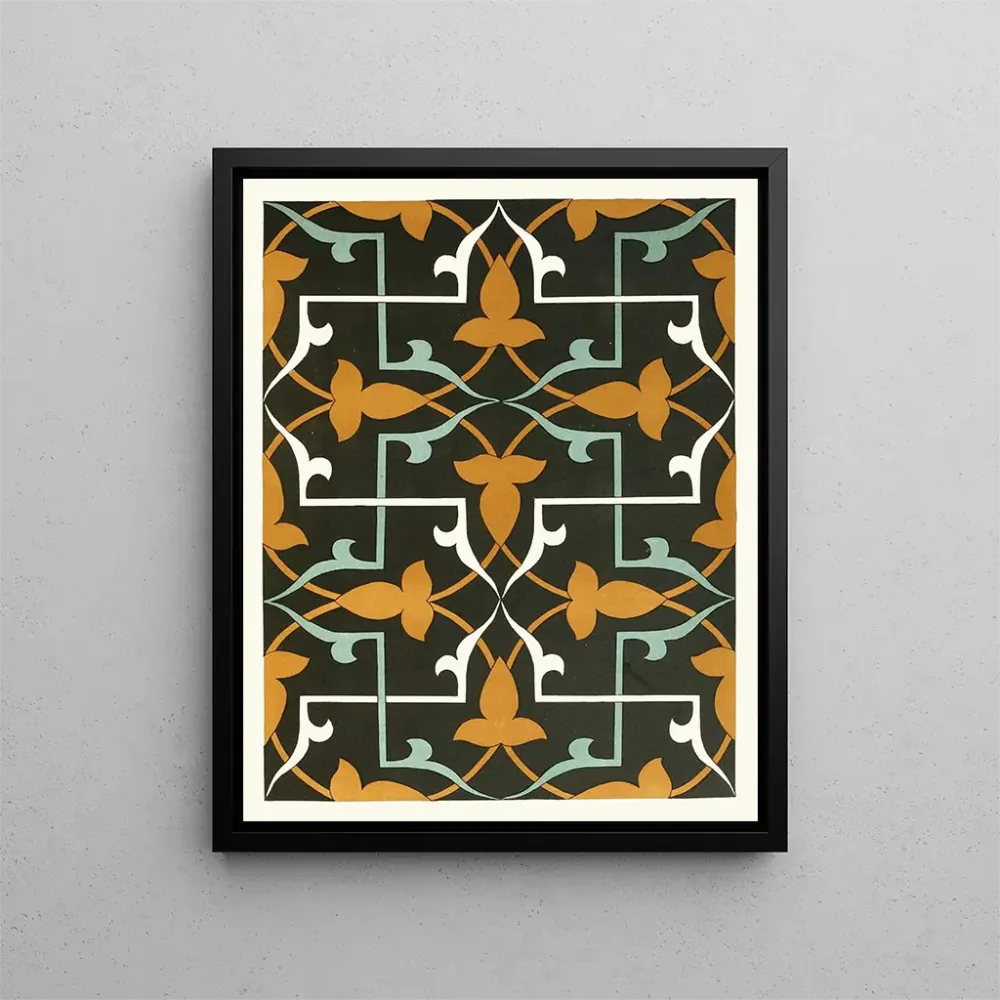 Gemälde von dekorativen Fliesenplatten der afghanischen Grenzkommission Pl 14 - Grenzkommission Afghanistan | Kunstdruck