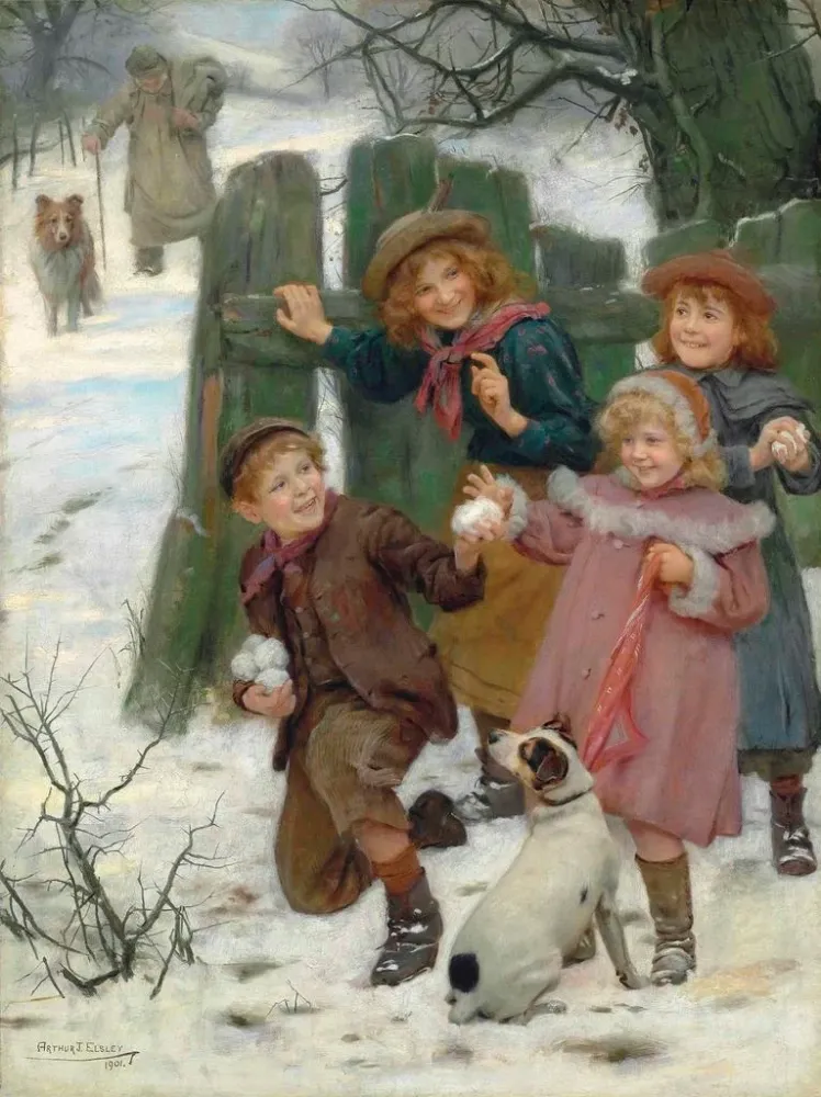 Gemälde Warten Sie, er kommt - Arthur John Elsley | Kunstdruck