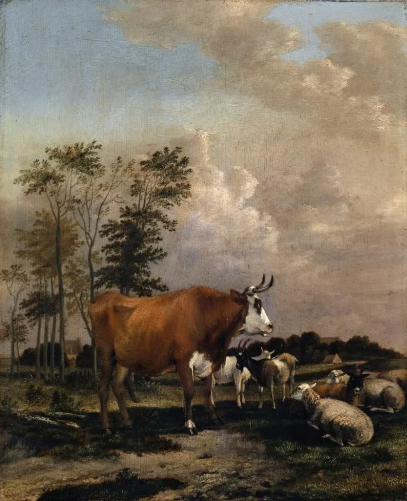 Gemälde Weide mit braunem Stier - Albert Jansz Klomp | Kunstdruck