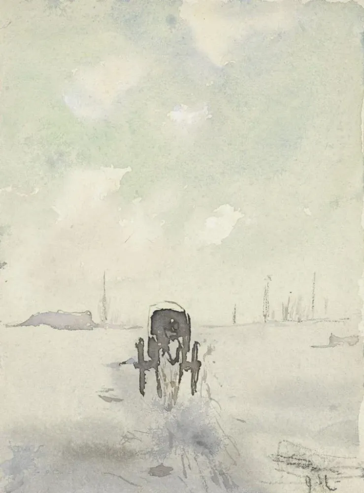 Gemälde Winterlandschaft mit Pferd und Kutsche - Adolf der Graf | Kunstdruck