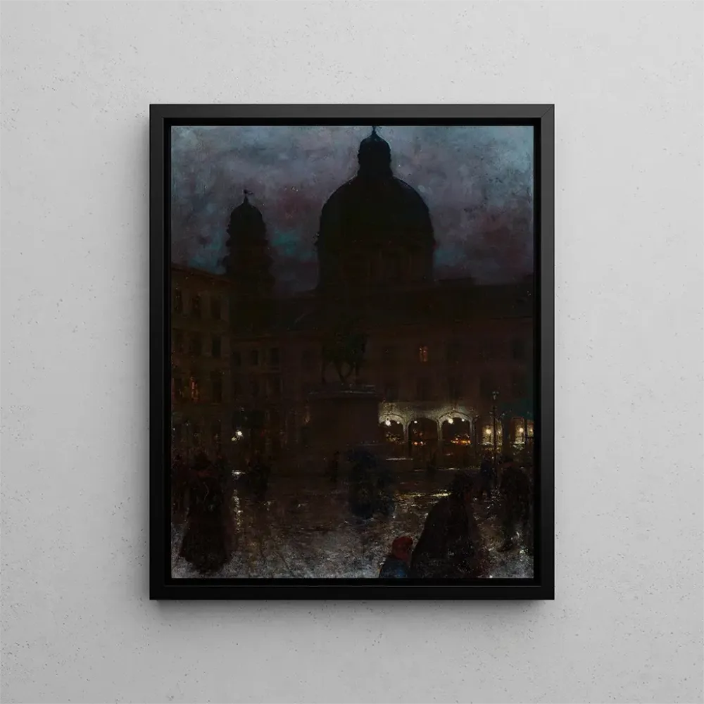 Gemälde Wittelsbacher Platz München bei Nacht - Aleksander Gierymski | Kunstdruck