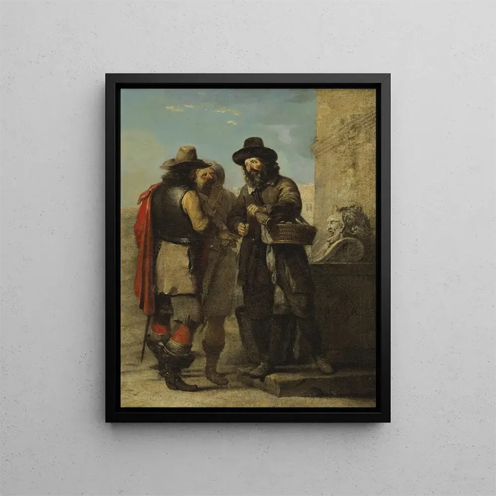 Gemälde Zwei Bauern und ein Soldat, die einem Brunnen trinken - Alexandre Montallier | Kunstdruck
