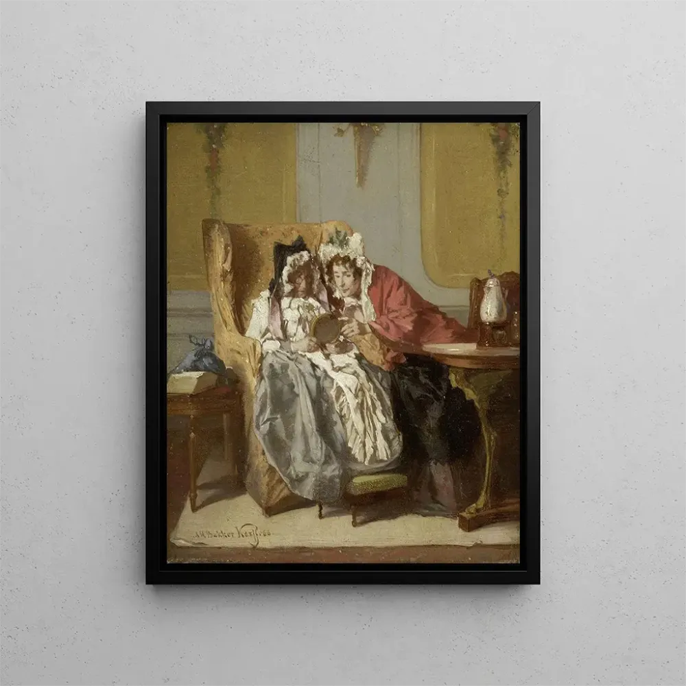 Gemälde Zwei Damen, die ein kleines Gemälde betrachten - Alexander Hugo Bakker Korff | Kunstdruck