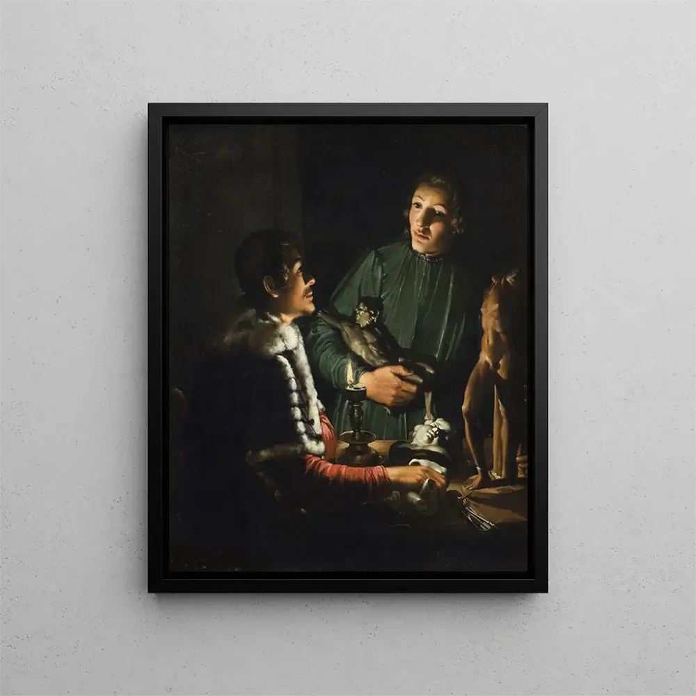 Gemälde Zwei nächtliche Bildhauer Rom Doppelporträt von François Duquesnoy und Georg Petel - Adam de Coster | Kunstdruck