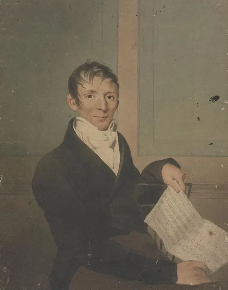M. Graupner sitzend und Musik haltend - John Rubens Smith | Kunstdruck