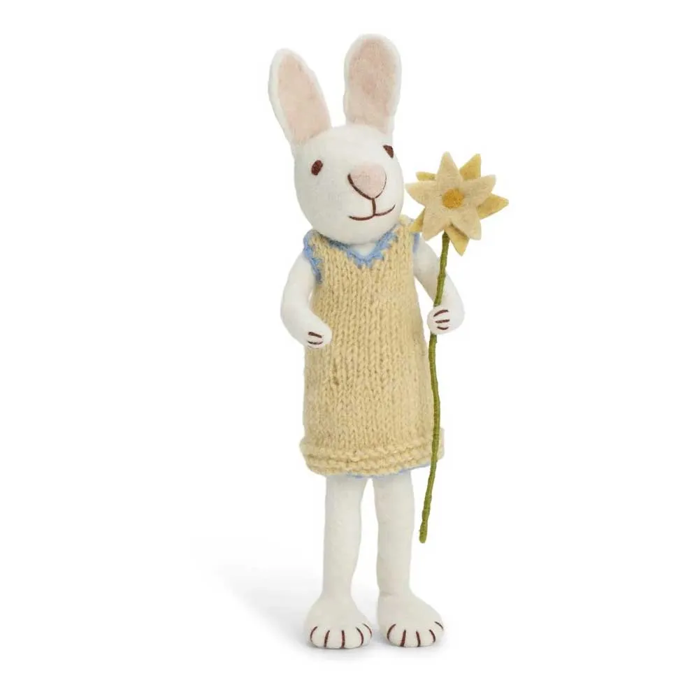 Gry & Sif - Hase Filz gelbem Kleid mit Blume