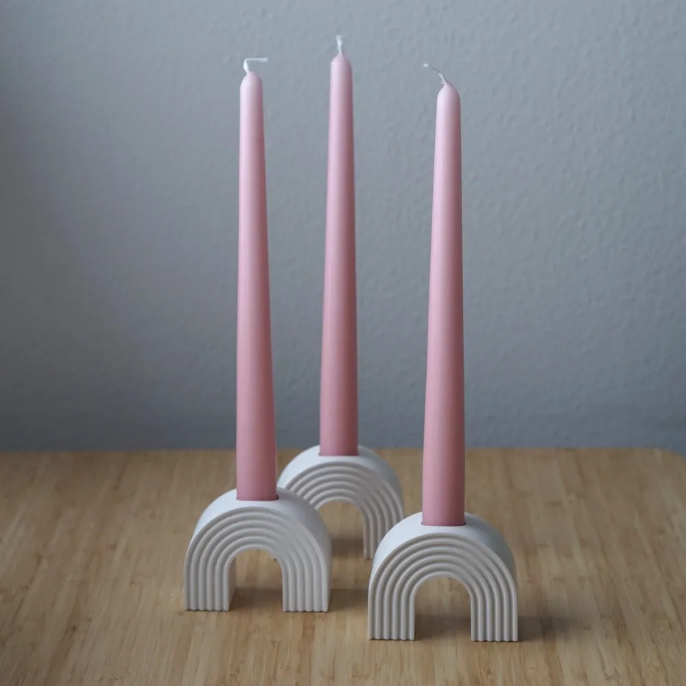 Handgefertigter Stabkerzenhalter Regenbogen 10x6cm