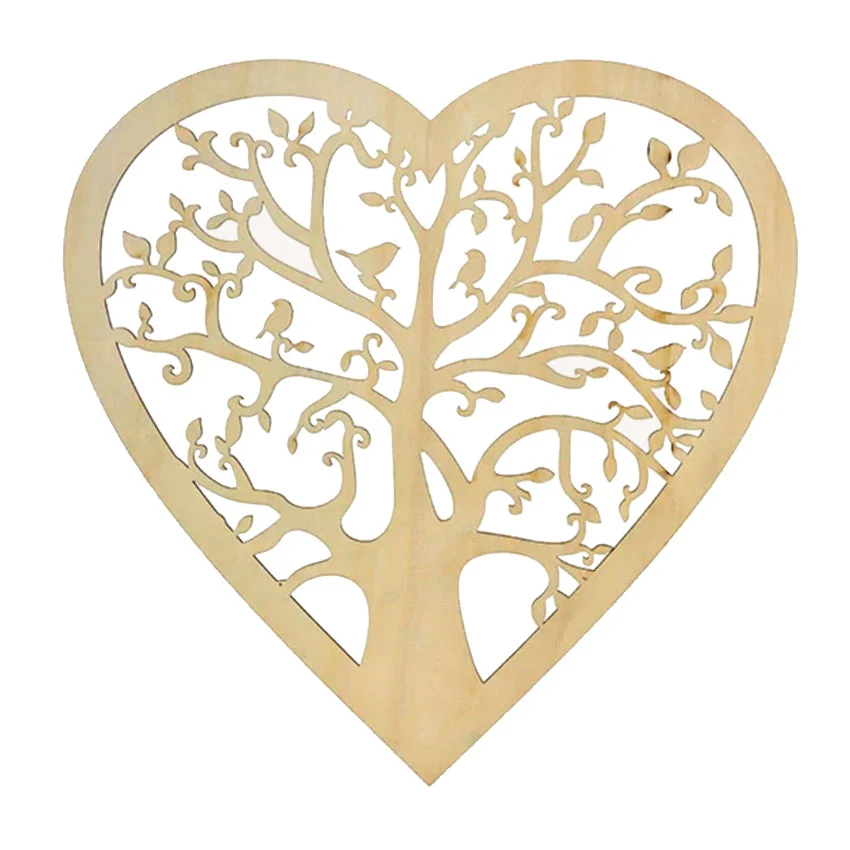 Holz Baum Wanddeko im Herz 30x30cm