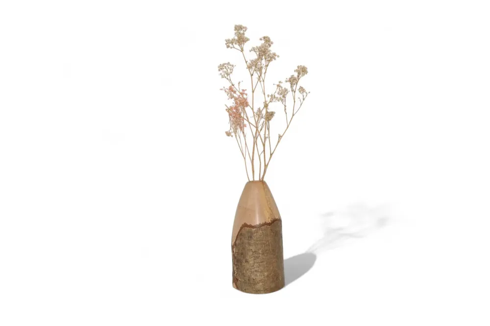 Holzvase Haselnuss 19 cm Handarbeit gedrechselt Unikat
