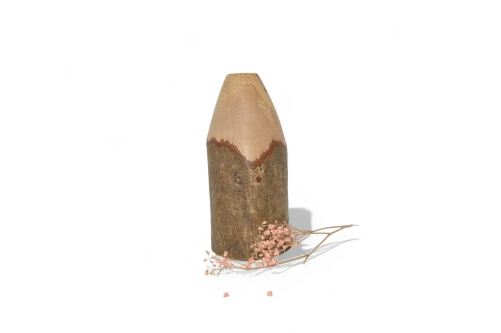 Holzvase Haselnuss 19 cm Handarbeit gedrechselt Unikat